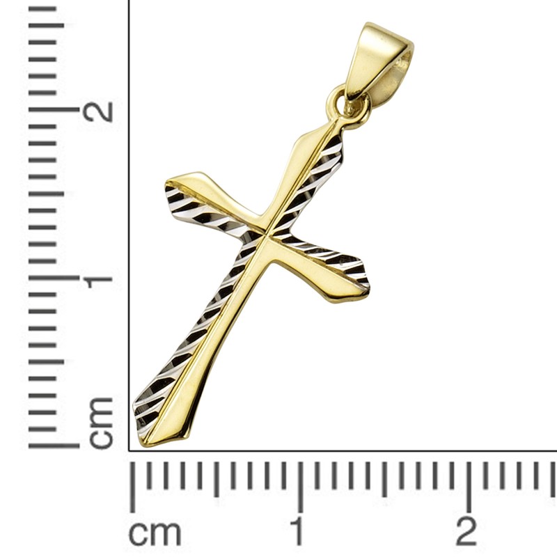 333 Gold Kreuz Anhänger 2,8 cm diamantierte Oberfläche