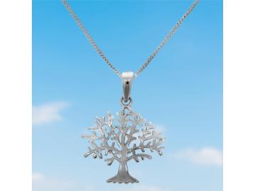 925 Silber Anhänger wunderschöner Baum mit Kette 40 cm länge