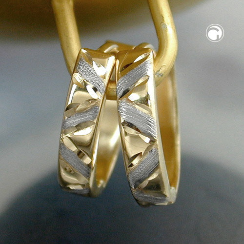 Creolen diamantiert bicolor 375 Gelbgold 9 Karat