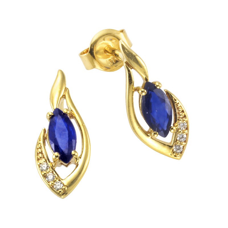 375 Gold Ohrhänger mit Strahlend blauem Saphir Stein