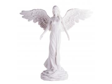 Engel des Friedens mit Flügel in weiß, Kunstharz, 30 cm