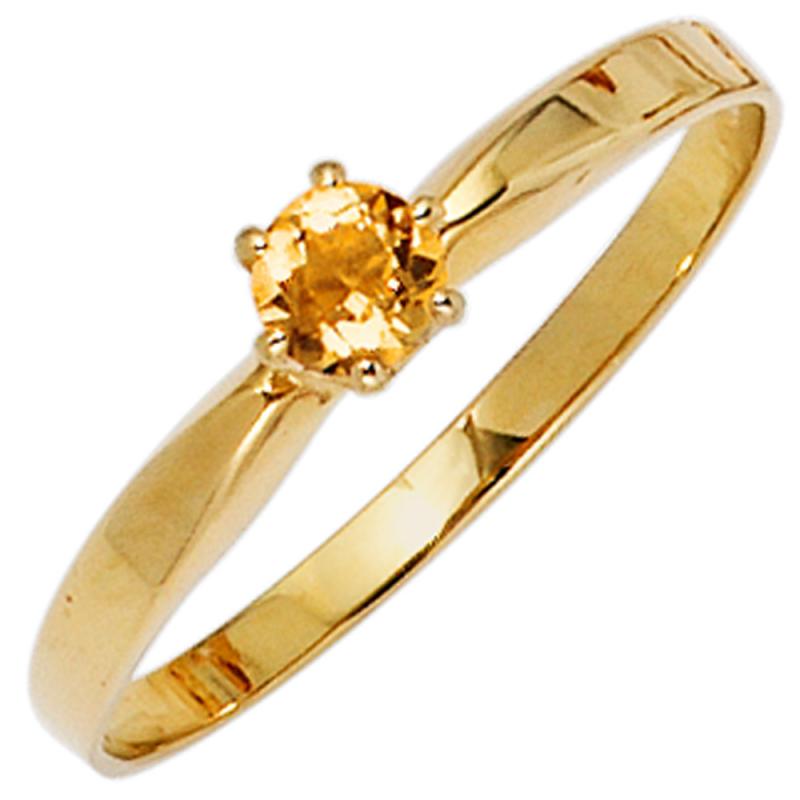 585 Gelbgold Ring 14 Karat mit Citrin Stein