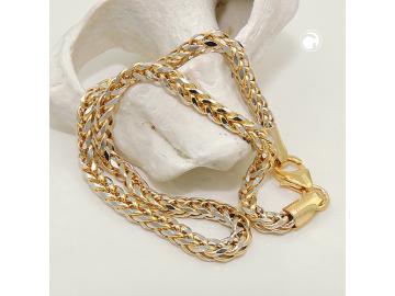 585 Gold Armband 19 cm mit Zopfketten-Muster im edlen Bicolor Effekt