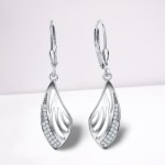 925 Silber Ohrhänger mit sehr schöner Form 36 Zirkonias 3,7 cm