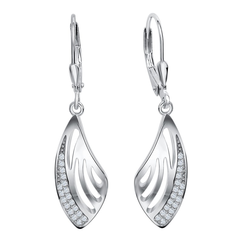 925 Silber Ohrhänger mit sehr schöner Form 36 Zirkonias 3,7 cm