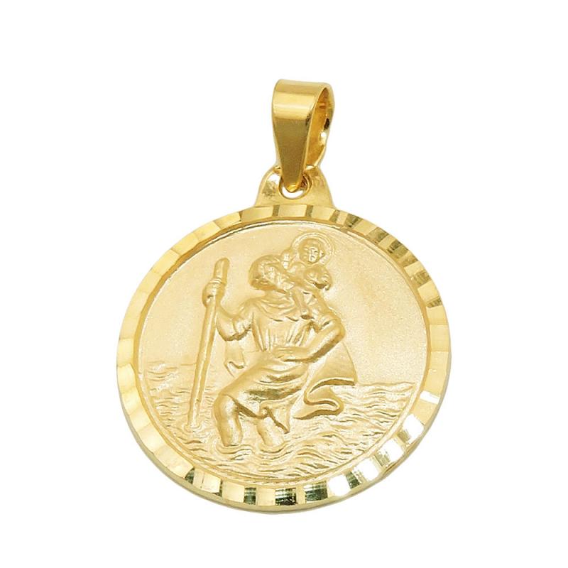 375 Gold Anhänger Christophorus  religöse Medaille 9 Karat