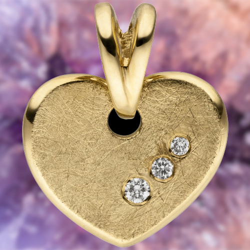 Aussergewöhnlicher Herz Anhänger aus 585 Gelbgold 3 Diamant Steine