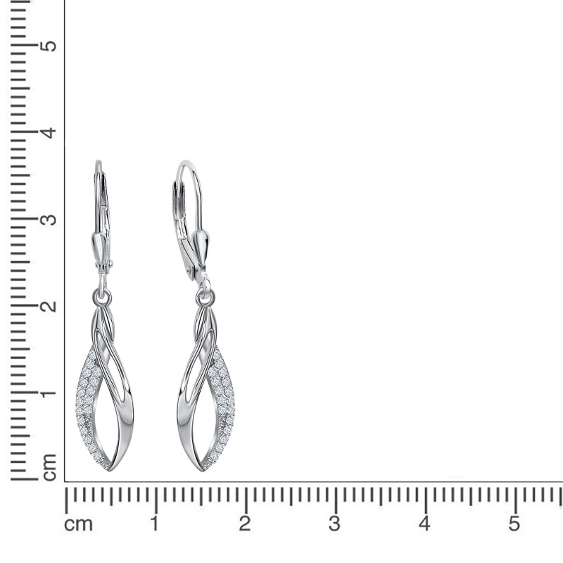 Edle 925 Silber Ohrhänger mit 17 weißen Zirkonia Steinen 3,8 cm länge