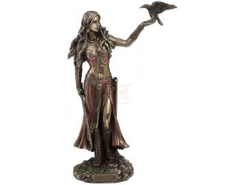 Kriegsgöttin Morrigan mit Krähe Figur aus Polyresin