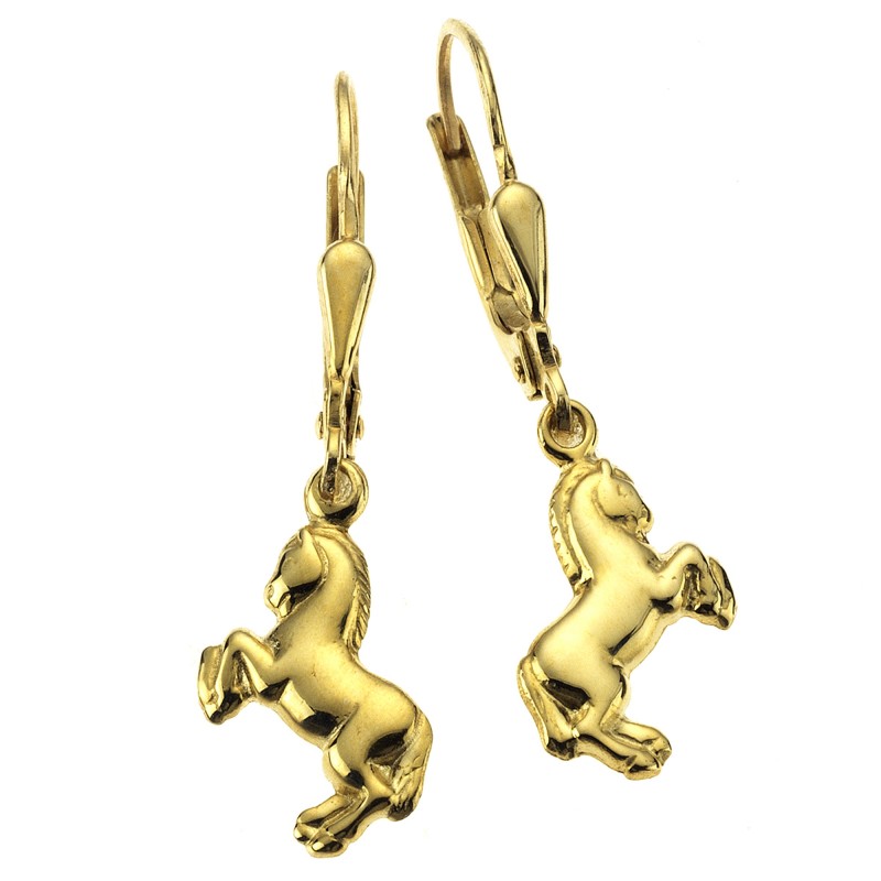 Ohrhänger aus 333 Gelbgold mit springenden Pferden ZEEME SCHMUCK