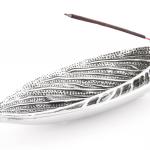 Räucherstäbchenhalter Blatt aus Weißmetall ca. 25 cm