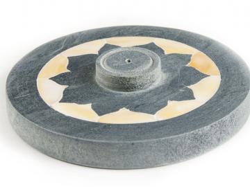 Lotus mit Perlmutteinlage - Specksteinhalter 10 cm