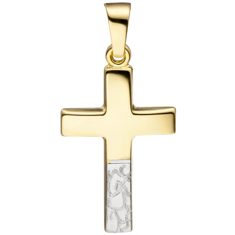 Kreuz Anhänger 333 Gold mit Zirkonia Stein 18,5mm 8 Karat