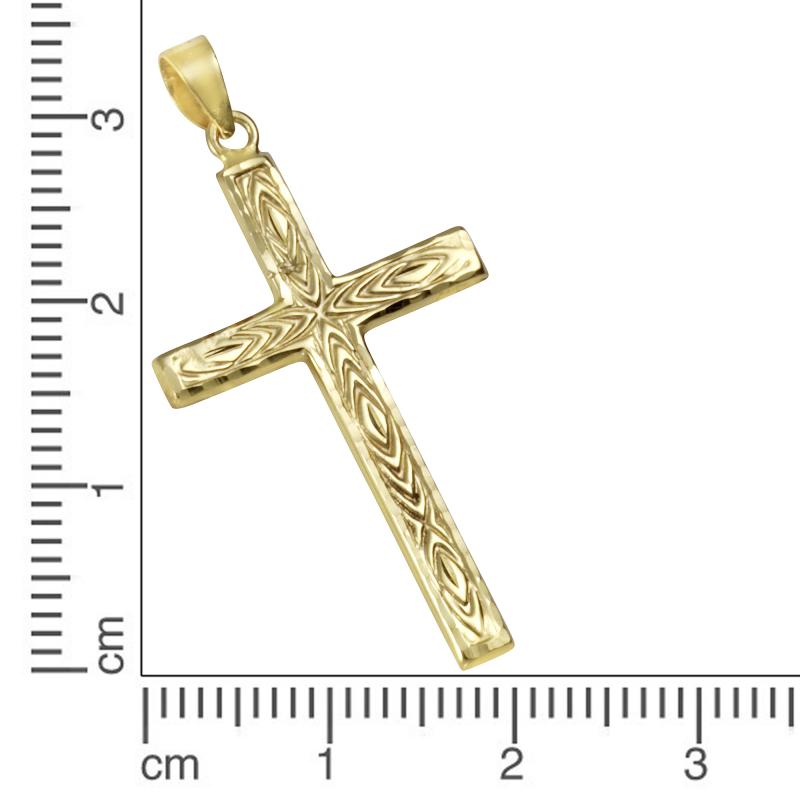 Kreuz Anhänger aus 375 Gelbgold Länge 3,7 cm