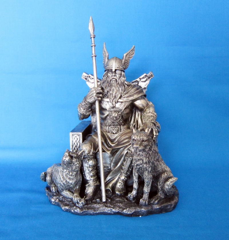 Wotan Figur aus Polyresin bronziert 26 cm höhe