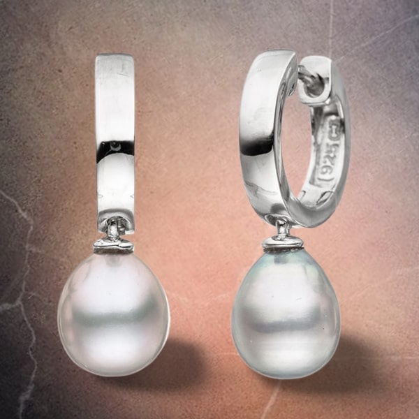 Creolen 925 Silber mit 2 grauen Süsswasser Perlen