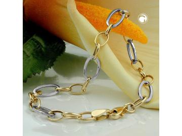 breites Armband 375 Gold Ankerkette 19cm Ovald 9 Karat bicolor