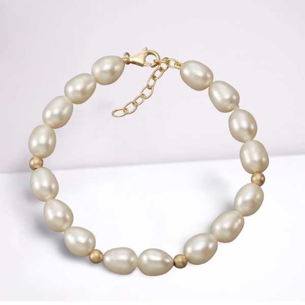 trendiges Armband 585 Gold mit Süßwasser Perlen
