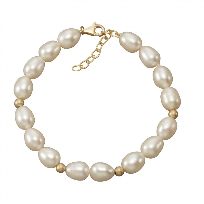 trendiges Armband 585 Gold mit Süßwasser Perlen